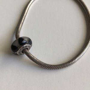 Black and White Pandora Glass Bead